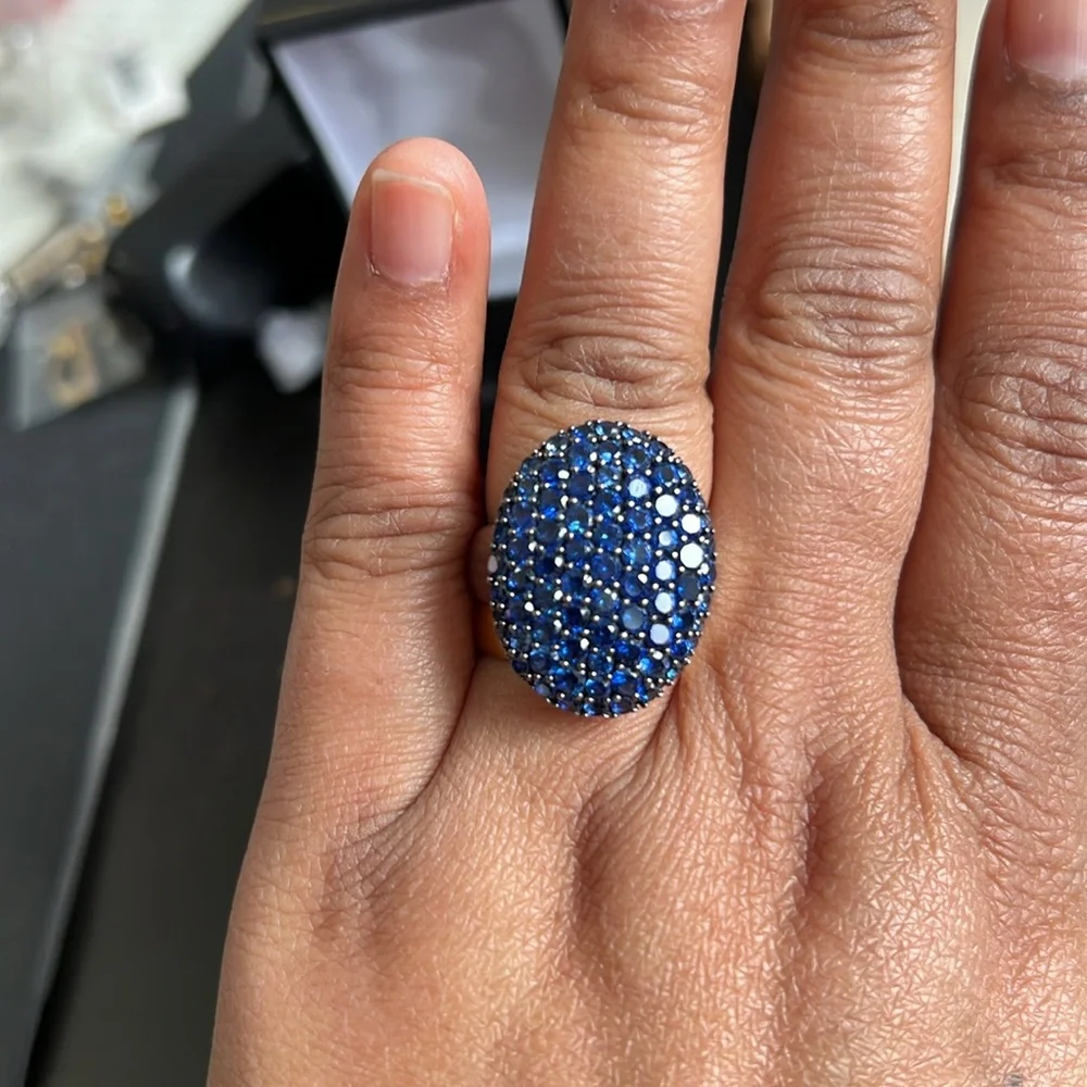 Sterling Silver 925 Genuine Sapphire Face Ring.